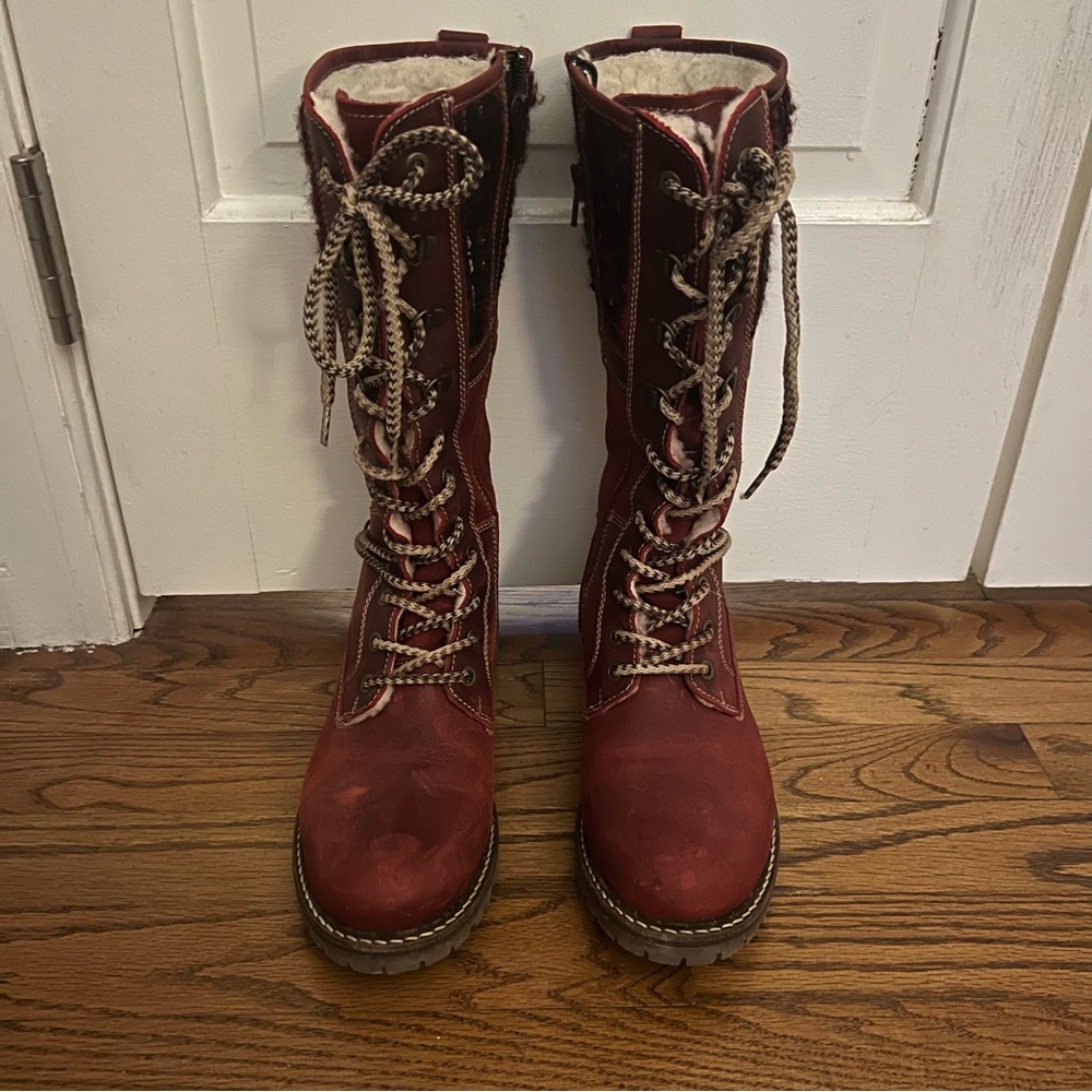 Bos & Co insulated boots, “Holland” red leather suede size 7.5 (38) - Picture 2 of 12